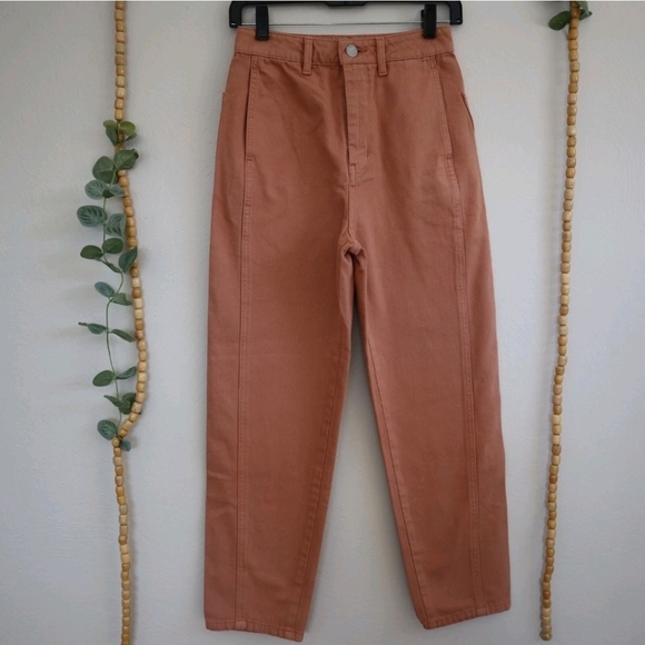 Moussy Rust Orange Straight Leg Utility Pant Sz 0